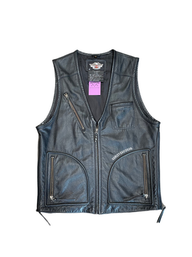 Vintage Harley Davidson Adjustable Leather Vest
