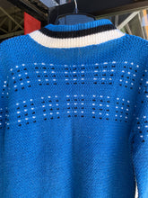 Load image into Gallery viewer, Blue knit zip up cardigan