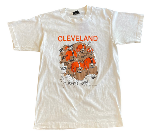 1989 NFLP Cleveland Browns Barking Dogs White T-Shirt
