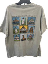 Load image into Gallery viewer, Vintage Lighthouses of Maryland Light Teal T-Shirt