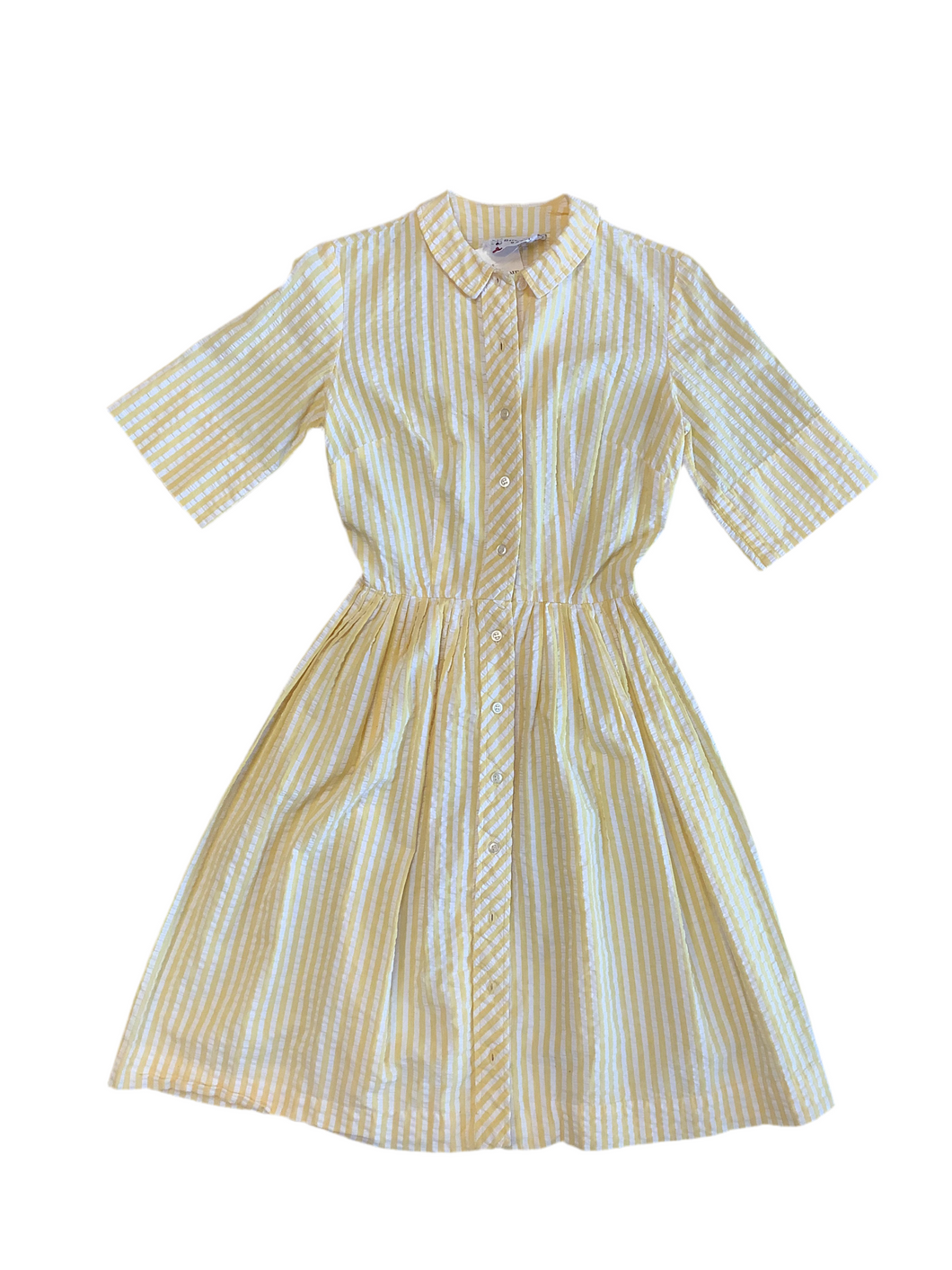 Vintage Yellow Seersucker Dress