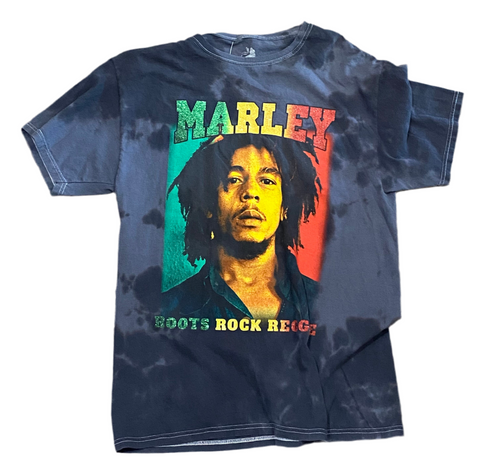 Bob Marley “Roots, Rock, Reggae” Grey Tie-Dye T-Shirt