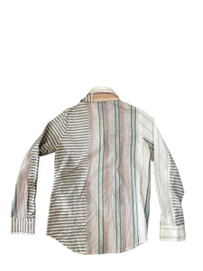Multi-colored striped button up w/bow tie collar