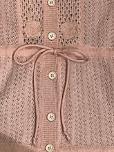 Load image into Gallery viewer, Vintage Women’s Pink Crochet Top with Cinch Waist and Floral Design