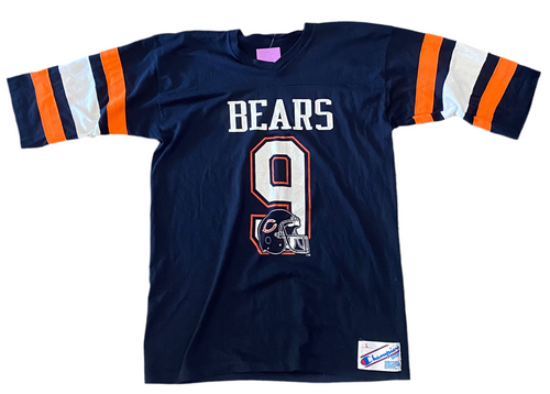 Vintage Chicago Bears #9 Striped-Sleeve T-Shirt