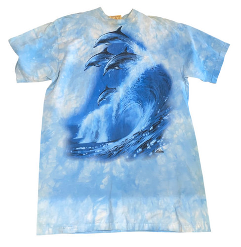 1998 The Mountain Blue Tie-Dye Dolphin T-Shirt