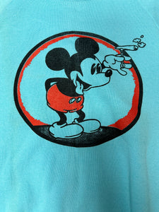 Dead stock sky blue smoking Mickey crewneck