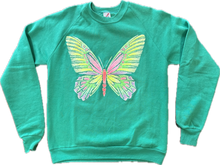 Load image into Gallery viewer, Green butterfly Crewneck